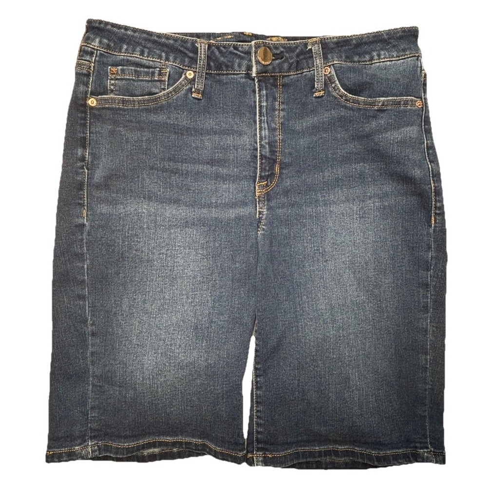 Seven7 Sunset Bermuda Denim‎ Shorts Womens 14 Blue Stretch Mid Rise Jean Shorts
